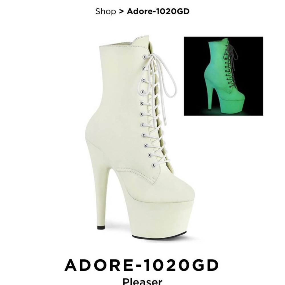 White pleaser white boot heels ADORE-1020GD